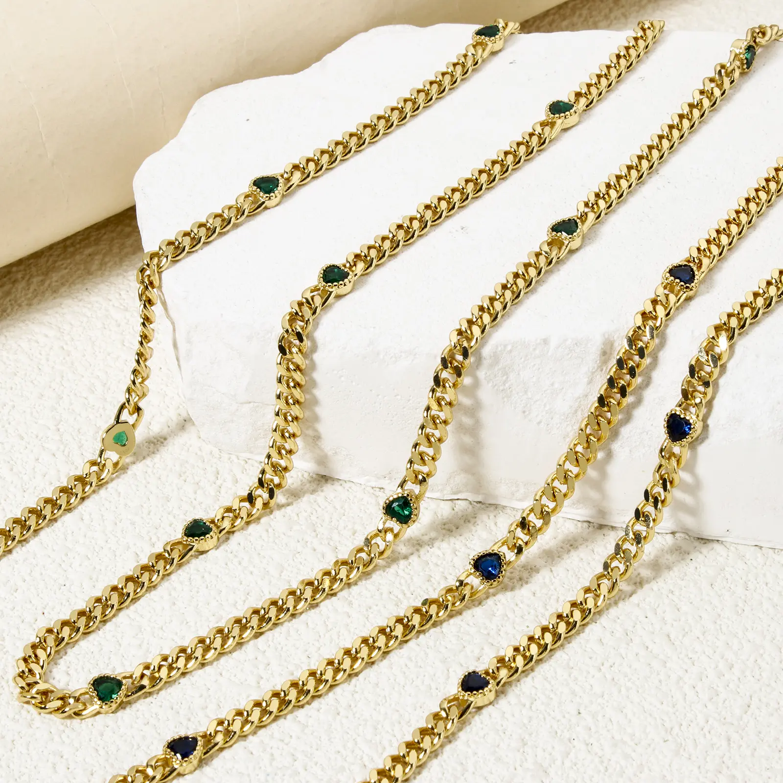 1 meter Brass Curb Link Chain For Handmade DIY Jewelry Making Findings Heart 18K Real Gold Plated 4.5mm