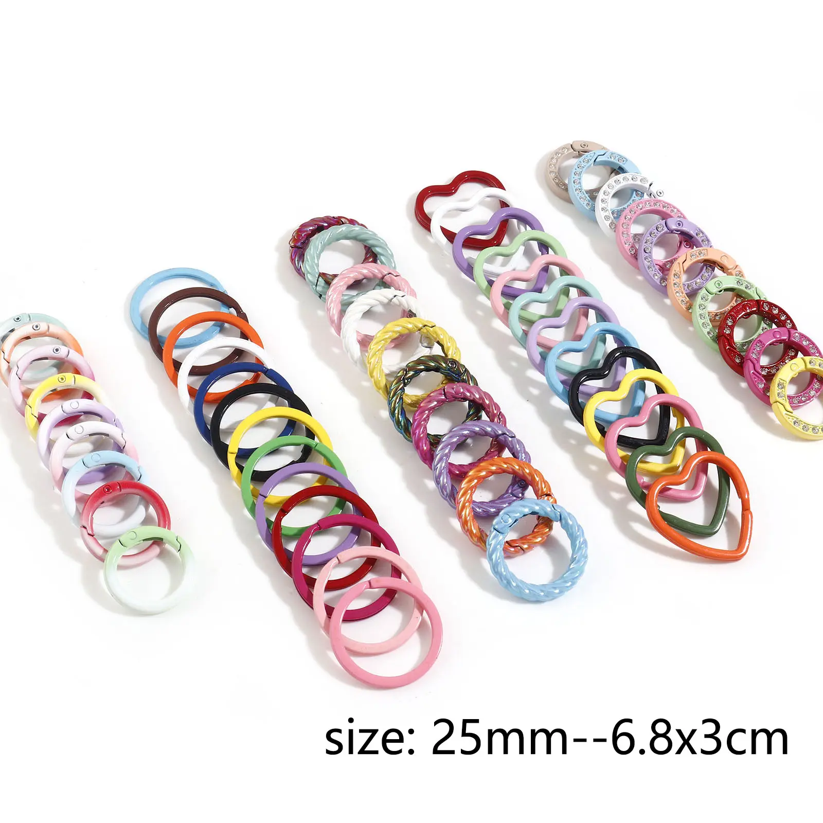 Colorful Zinc Based Alloy Keychain & Keyring Mixed Color Round Dot Painted Open Jump Ring Buckle Ring Key For diy Jewelry, 10PCs