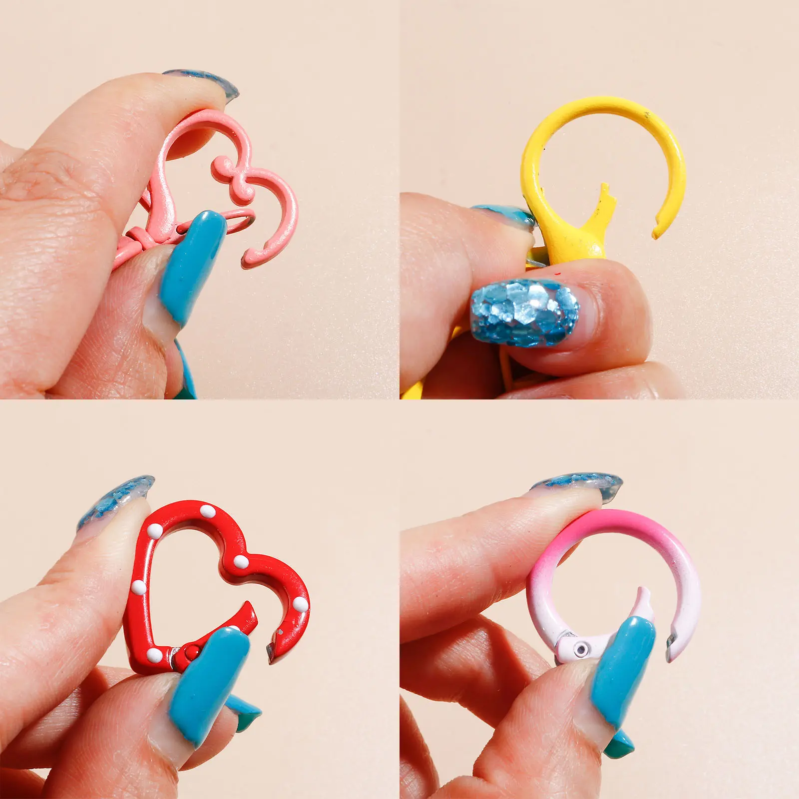 Colorful Zinc Based Alloy Keychain & Keyring Mixed Color Round Dot Painted Open Jump Ring Buckle Ring Key For diy Jewelry, 10PCs