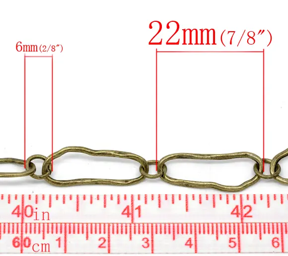 Zinc Based Alloy Link Chain Findings Antique Bronze 25x9mm(1"x3/8"), 1 Piece (Approx 1 M/Piece)