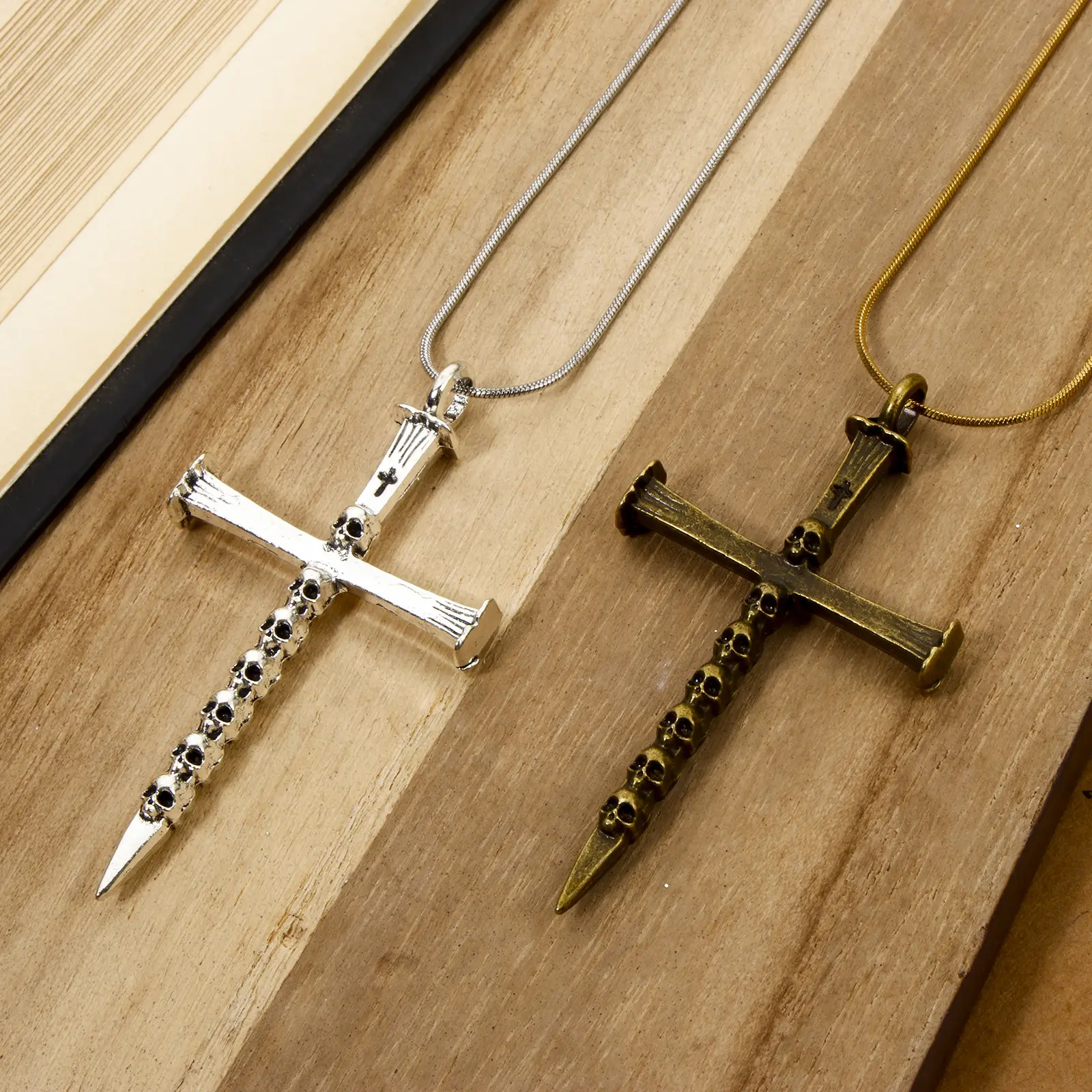 10 Piece Religious Cross Zinc Based Alloy Halloween Pendants Skull For DIY Jewelry Necklace Making Accessories 5.7cm x 3.2cm