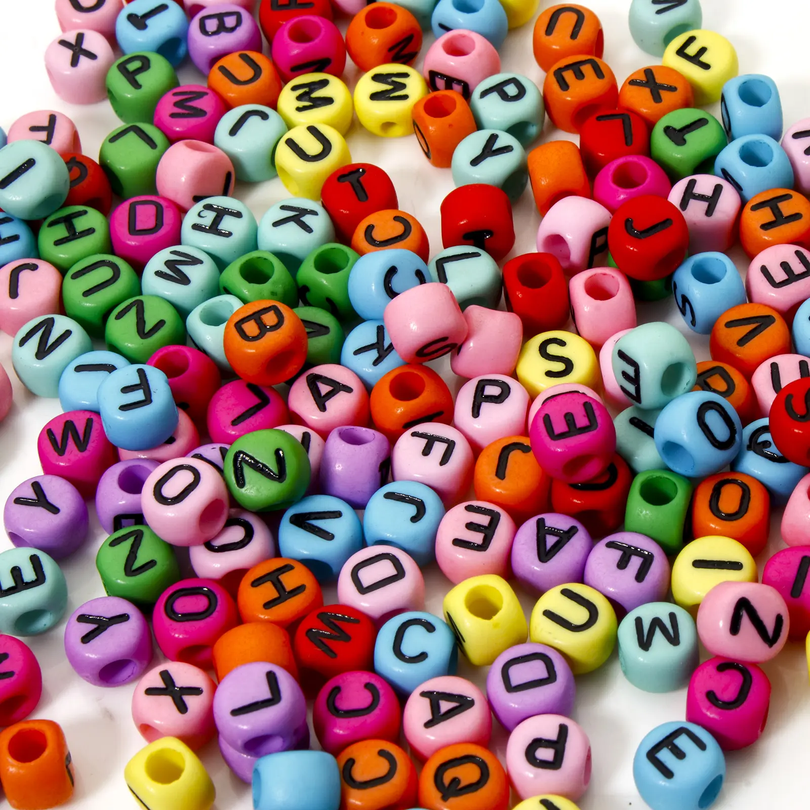 500 PCs Acrylic Beads For DIY Jewelry Making Flat Round At Random Mixed Message " A-Z " About 7mm x 6mm, Hole: Approx 2.6mm