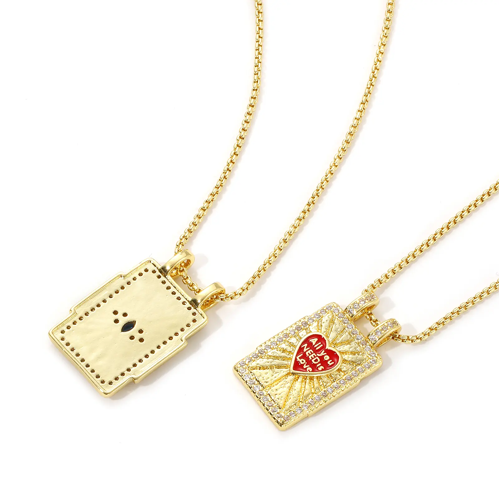 Bohemian 18K Real Gold Plated Ethnic Pendant Necklace Brass Coconut Tree Heart Sun Moon Charm Necklace For Women Gift 45cm