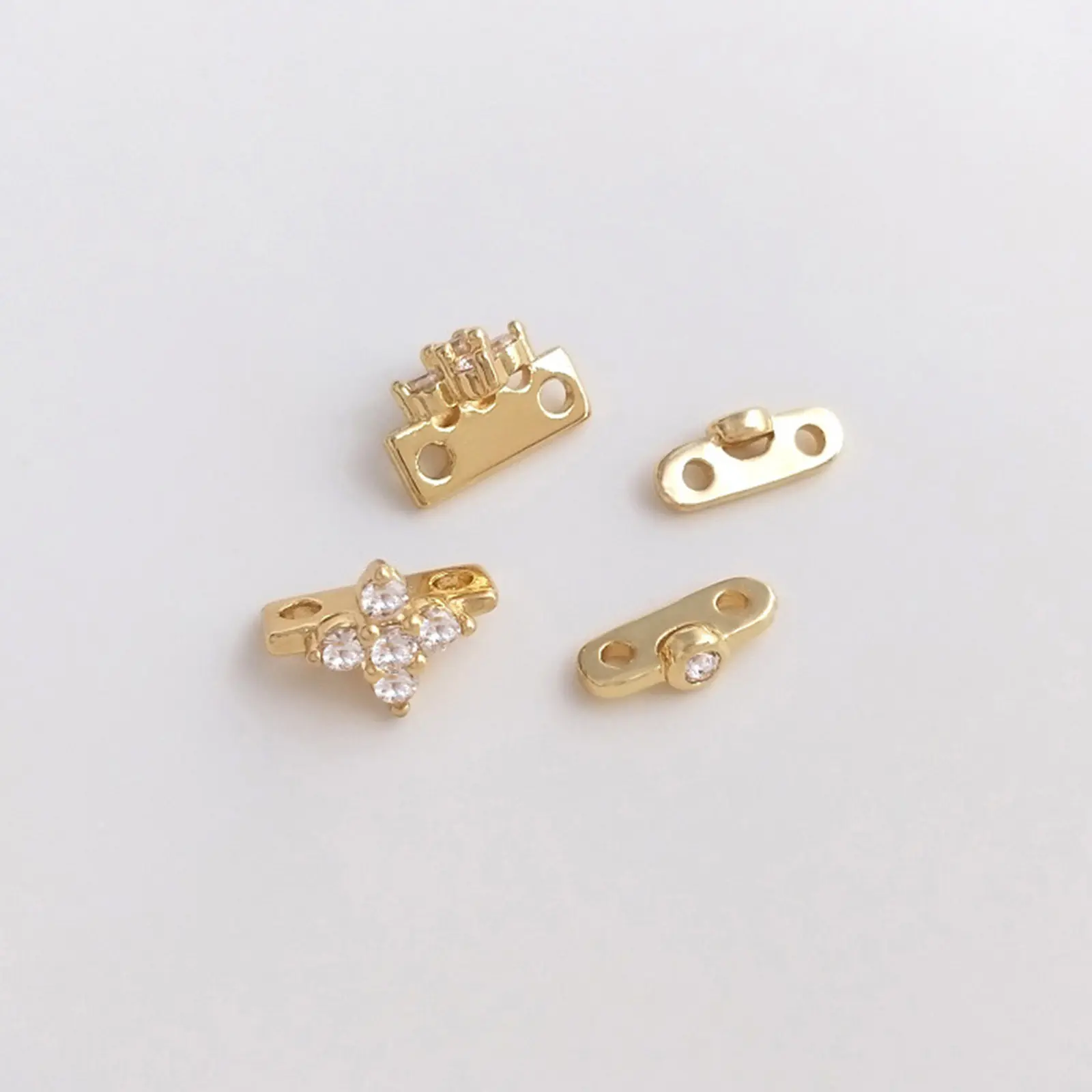 2/10PCs Brass & Cubic Zirconia Spacer Beads For DIY Bracelet Jewelry Making Findings 14K Real Gold Plated Transparent Clear Bead