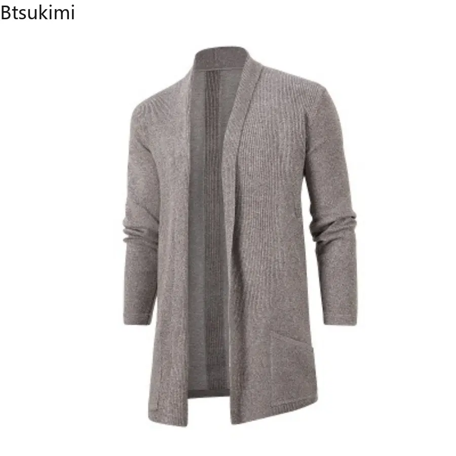 2025 Spring Men Casual Fashion Cardigan Sweater Homme Solid Color Knitting Coat Hombre Top Male All-match Outwear Men's Clothing