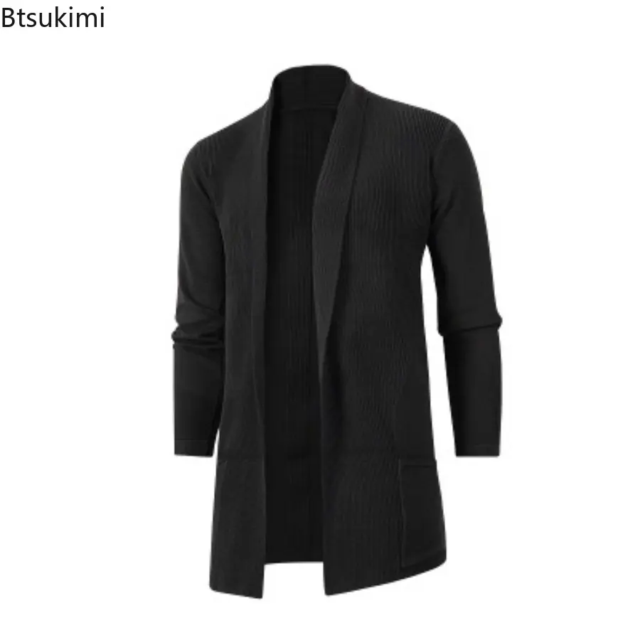 2025 Spring Men Casual Fashion Cardigan Sweater Homme Solid Color Knitting Coat Hombre Top Male All-match Outwear Men's Clothing