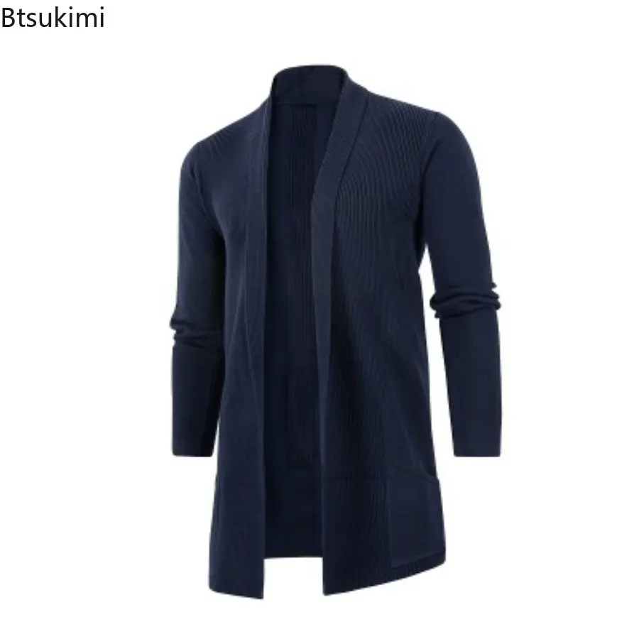 2025 Spring Men Casual Fashion Cardigan Sweater Homme Solid Color Knitting Coat Hombre Top Male All-match Outwear Men's Clothing