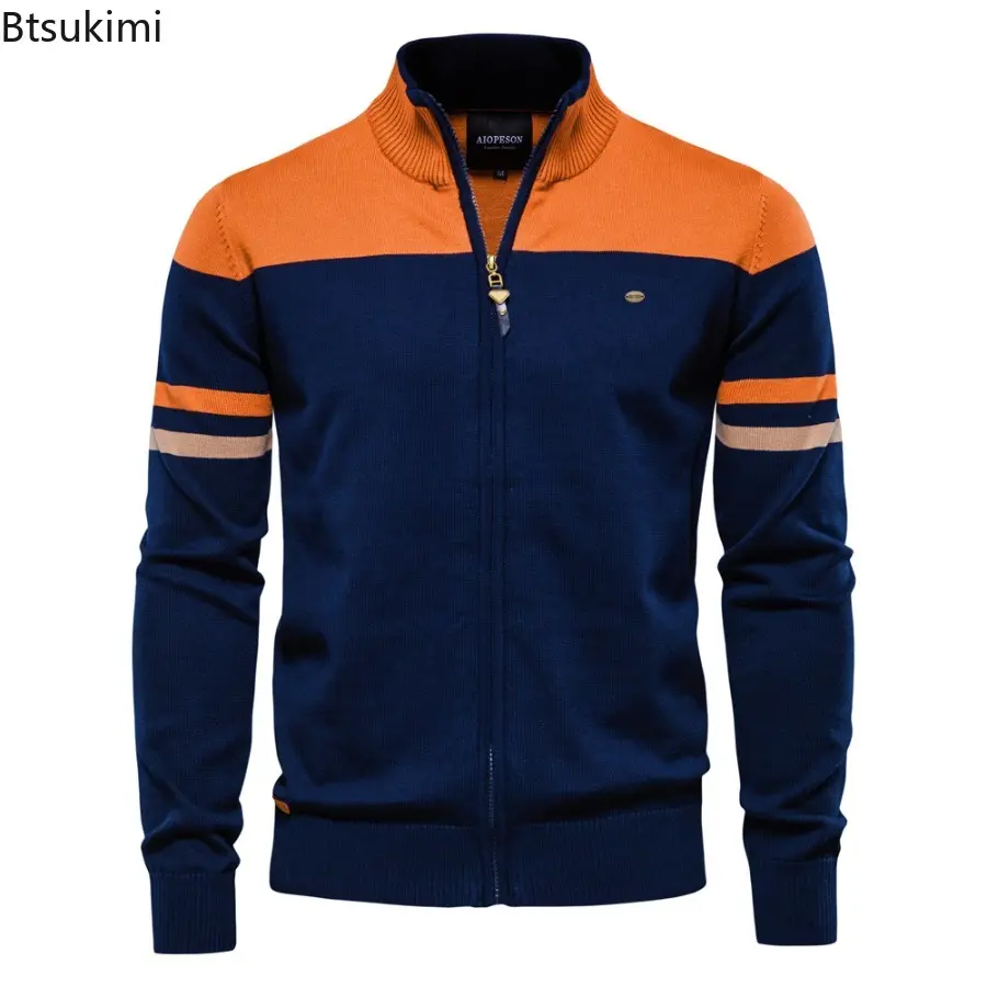 2025 Autumn Winter New Men's Pure Cotton Sweater Cardigan High-quality Zipper Knitted Coats Fashionable Casual Knitted Sweater