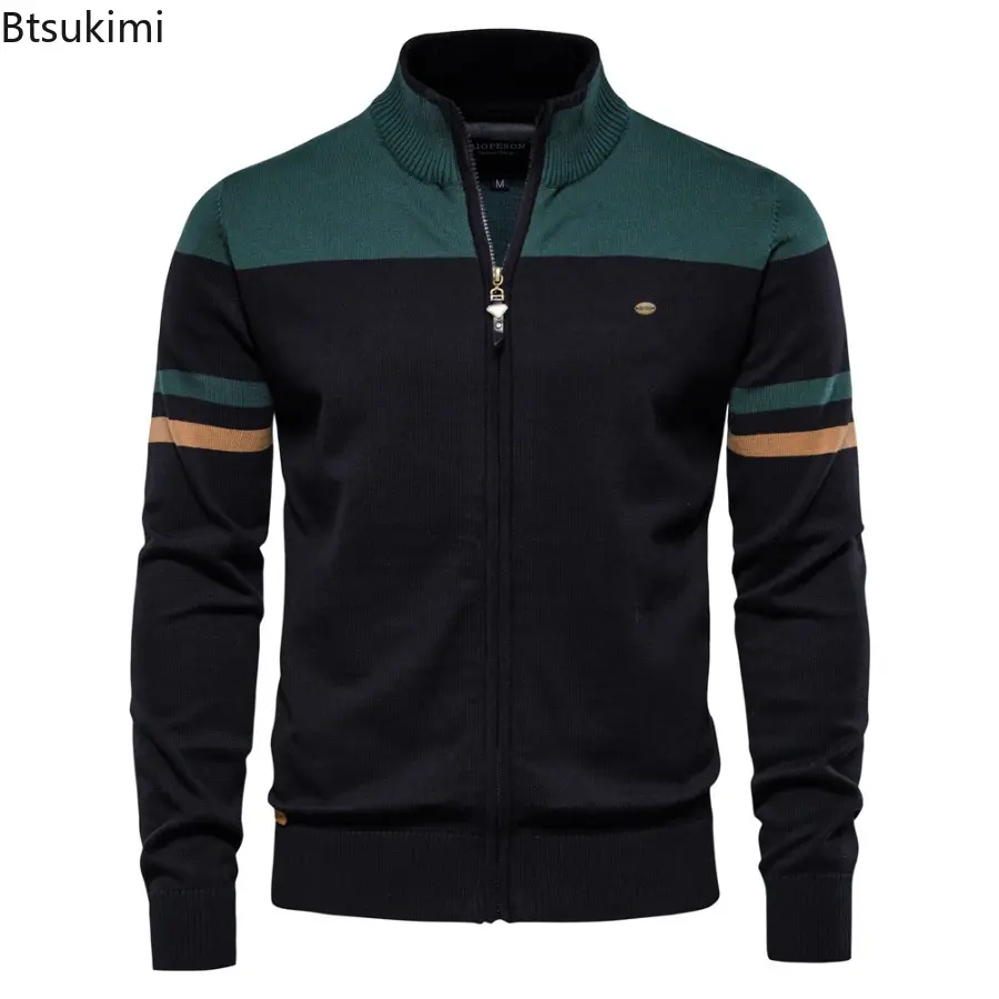 2025 Autumn Winter New Men's Pure Cotton Sweater Cardigan High-quality Zipper Knitted Coats Fashionable Casual Knitted Sweater