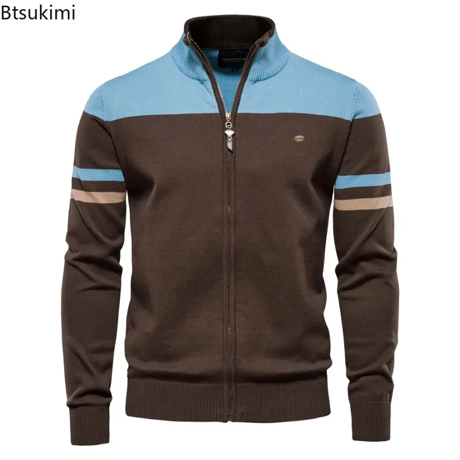 2025 Autumn Winter New Men's Pure Cotton Sweater Cardigan High-quality Zipper Knitted Coats Fashionable Casual Knitted Sweater