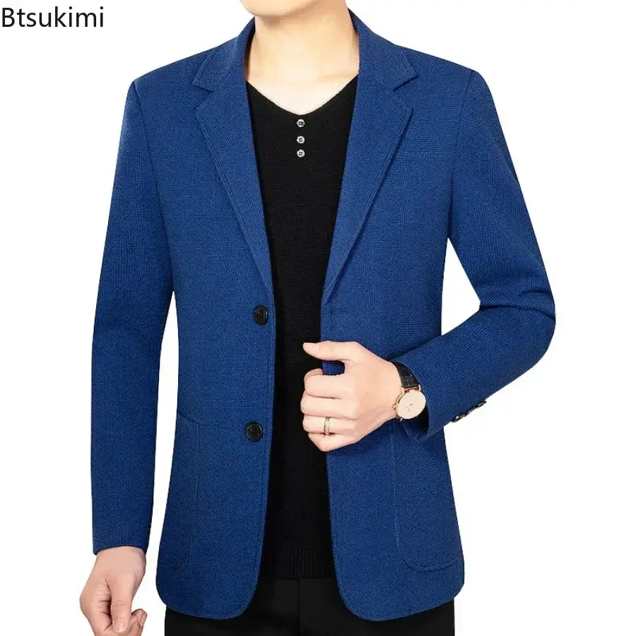 Spring Autumn New Men's Solid Slim Business Casual Blazers Jackets High Quality 2025 Male Formal Clothing Suits Coats Size M-4XL