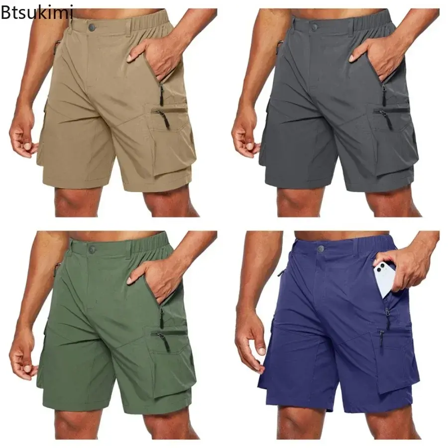 Summer Quick Drying Cargo Shorts Men's Camping Hiking Outdoor Casual Sport Short Pants Multi-pockets Design Work Shorts for Men