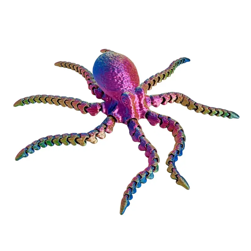 19CM 3D Printed Movable Octopus Joint Squid Model Toy Children's Ornament PLA Octopus Toy Jointed Squid Model for Kids