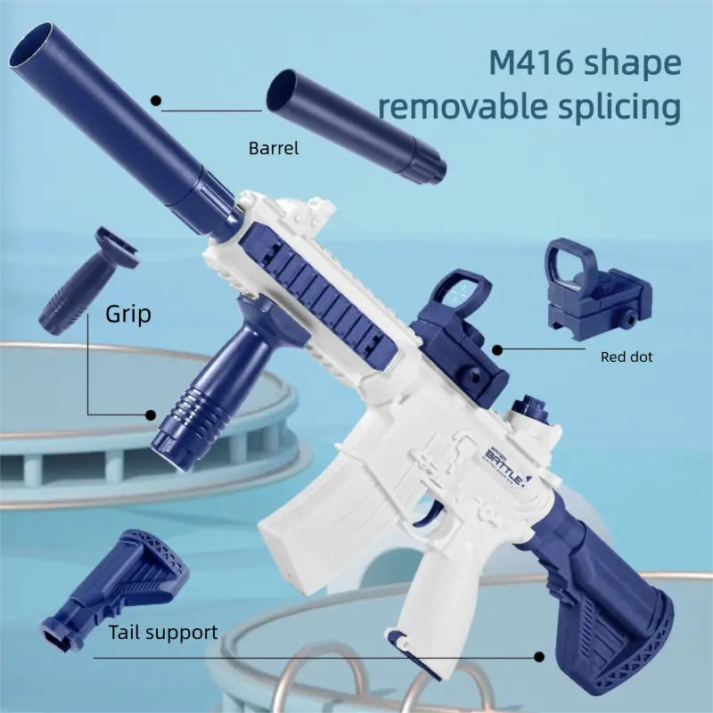 M416 Electric Water Gun Large-Capacity Long-Range Toy, Continuous Fire Built-In 2.5cm Diameter External Water Storage Pool Beach