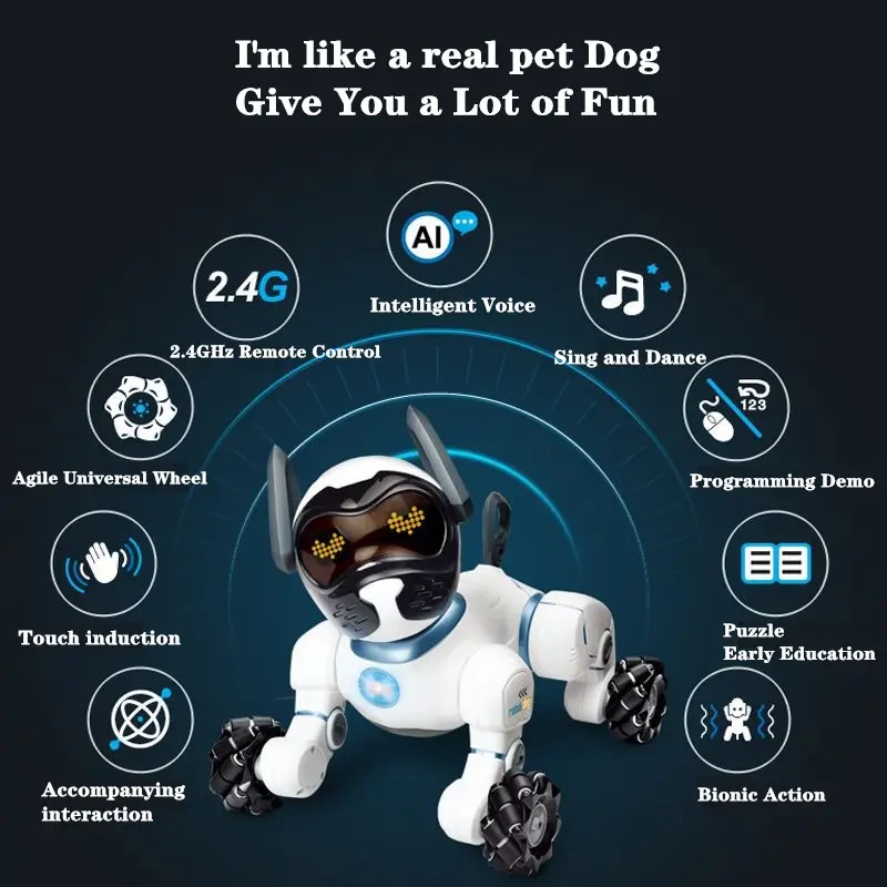 Smart RC Dog Programmable Robots Puppy Electronic Remote Control Animal Sing Song Dance USB Chargeable Electric Pet Kids Gift