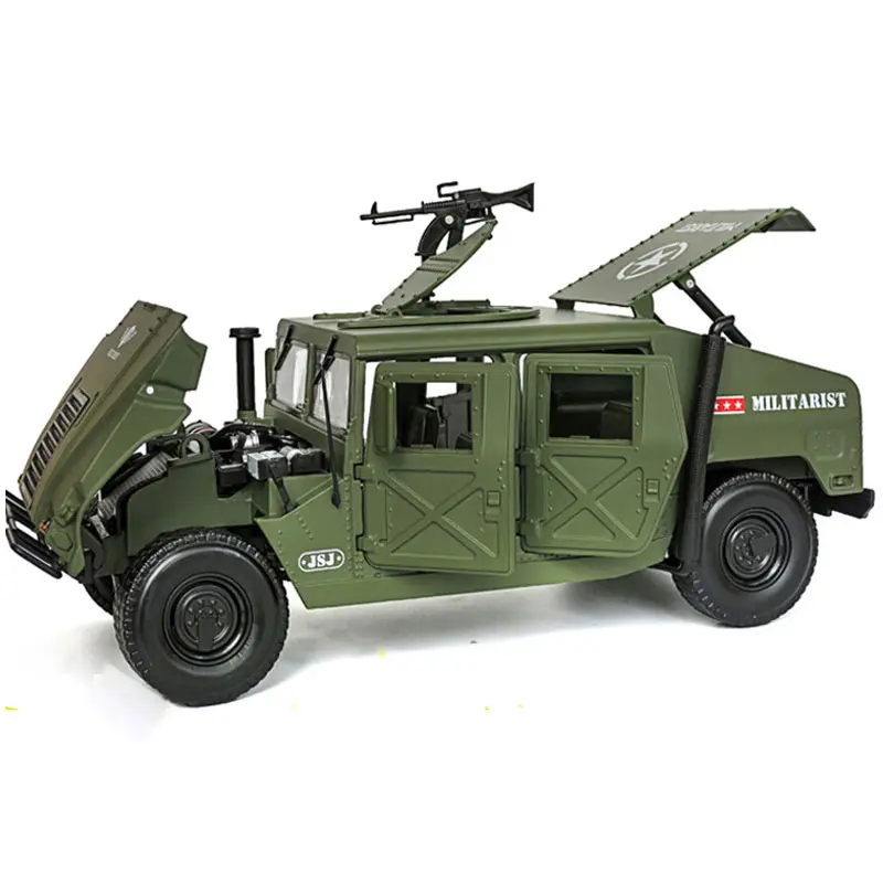 1/18 Diecast Car Model Toy Tactical Vehicle Military Armored Car Alloy Model With LED 7 Doors Opened Hobby Collection Toy