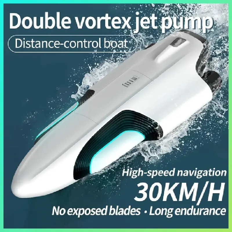35CM RC Boat S2 double vortex jet high-speed Remote Control speedboat 30km/h RC Ship LED Light capsize reset water RC Yach toy