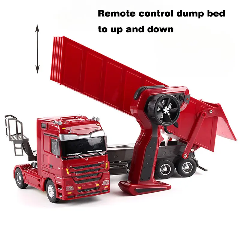 6CH Remote Control Dump Truck With LED Light  Big RC Truck Load 2250g Electronic RC Car Semi-Trailer RC Engineering Vehicle Toy