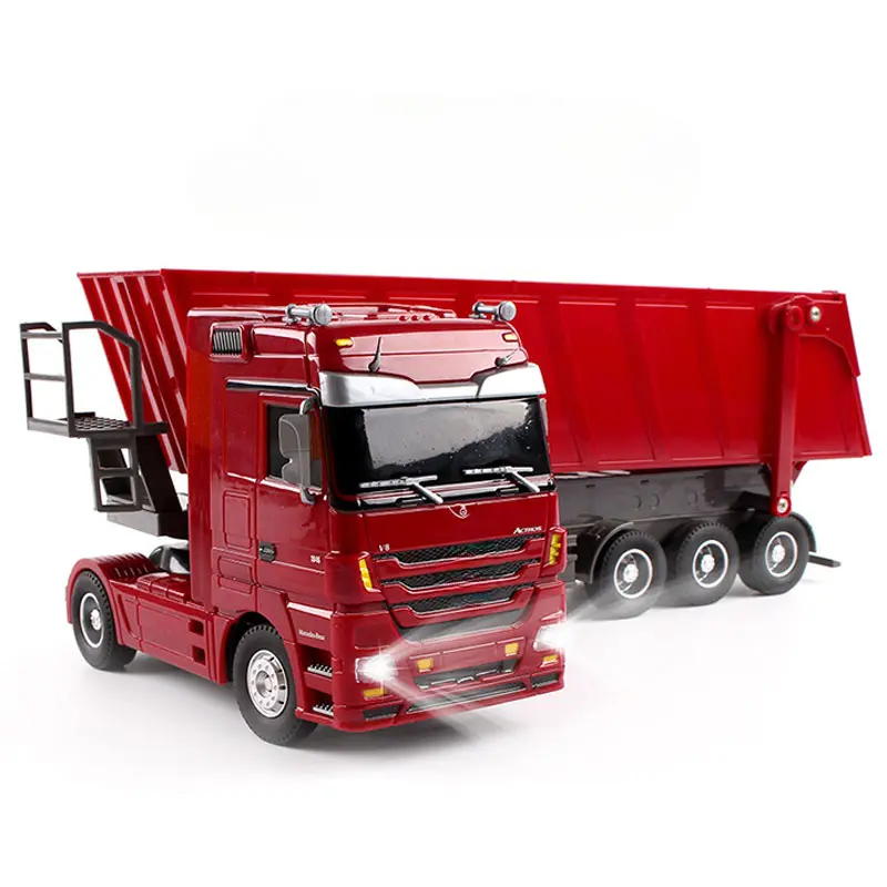 6CH Remote Control Dump Truck With LED Light  Big RC Truck Load 2250g Electronic RC Car Semi-Trailer RC Engineering Vehicle Toy