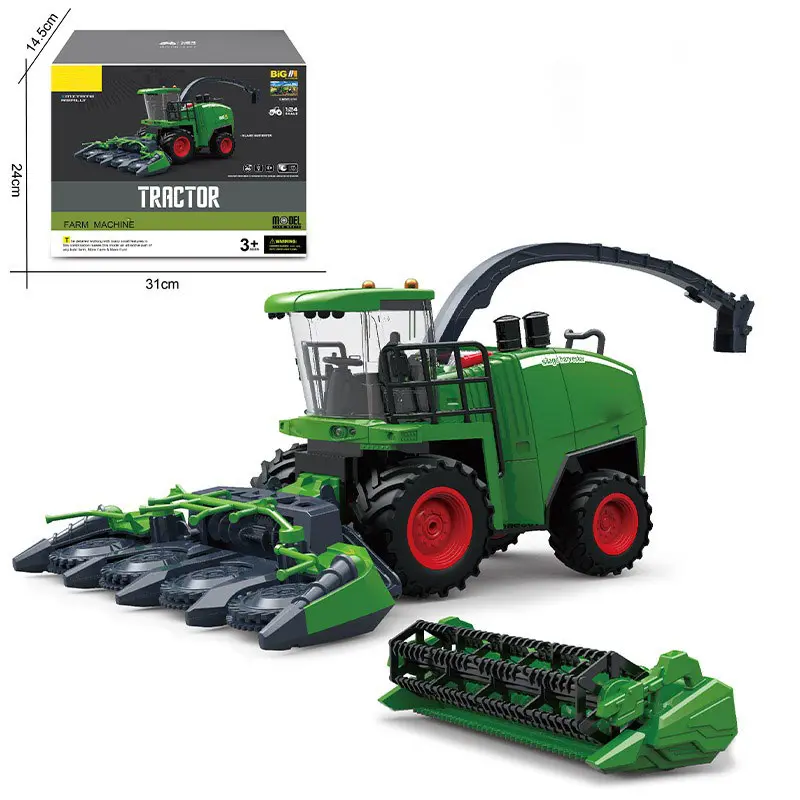 Inertial Farmer Harvester Set Classic Car Model With LED Sound Effects High Simulation Wind Up Cars Clockwork Toys For Kids Gift