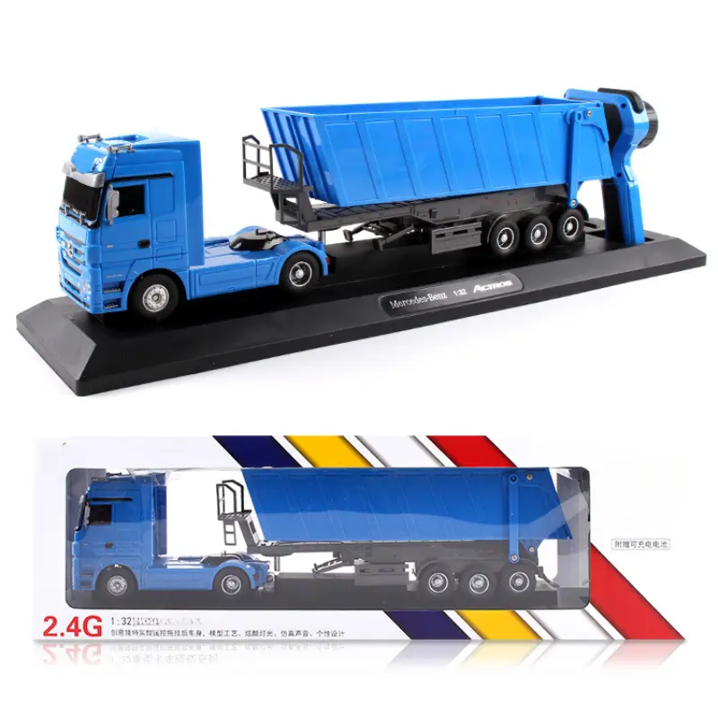 6CH Remote Control Dump Truck With LED Light  Big RC Truck Load 2250g Electronic RC Car Semi-Trailer RC Engineering Vehicle Toy