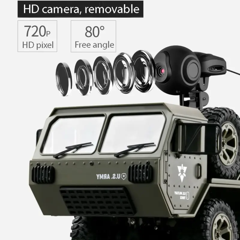 FY004 RC Truck Toy Off-road Remote Control Car Full Scale Wheeled 1:16 Vehicle Six Wheel Cross Country Simulation Military Car
