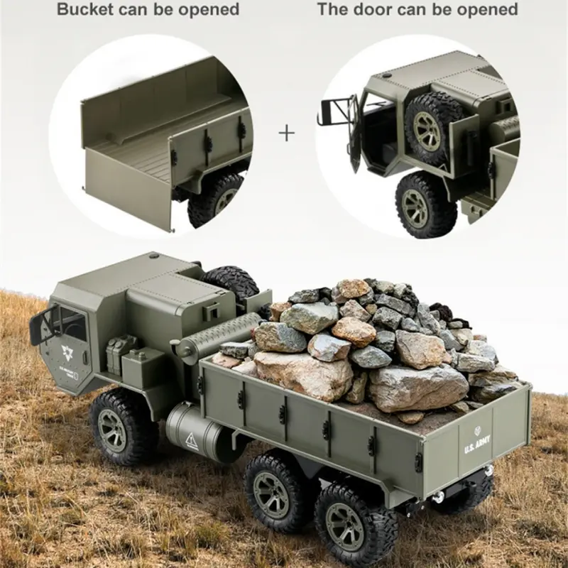FY004 RC Truck Toy Off-road Remote Control Car Full Scale Wheeled 1:16 Vehicle Six Wheel Cross Country Simulation Military Car