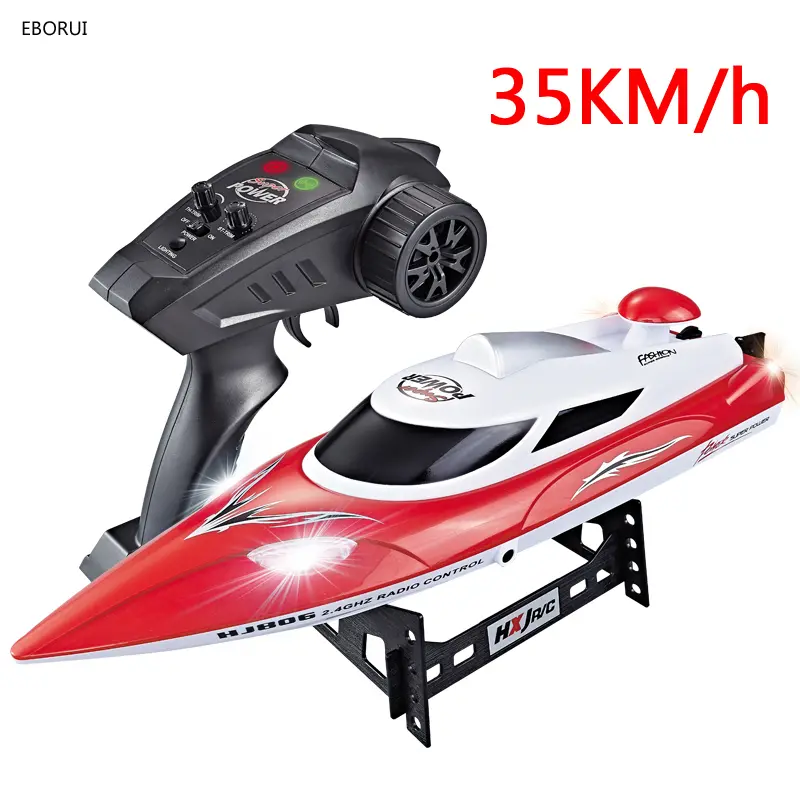 47cm RC Boat 2.4G High Speed Racing Ship Remote Control Speedboat 35Km/h LED Light Competition Rechargeable RC Yacht Toy