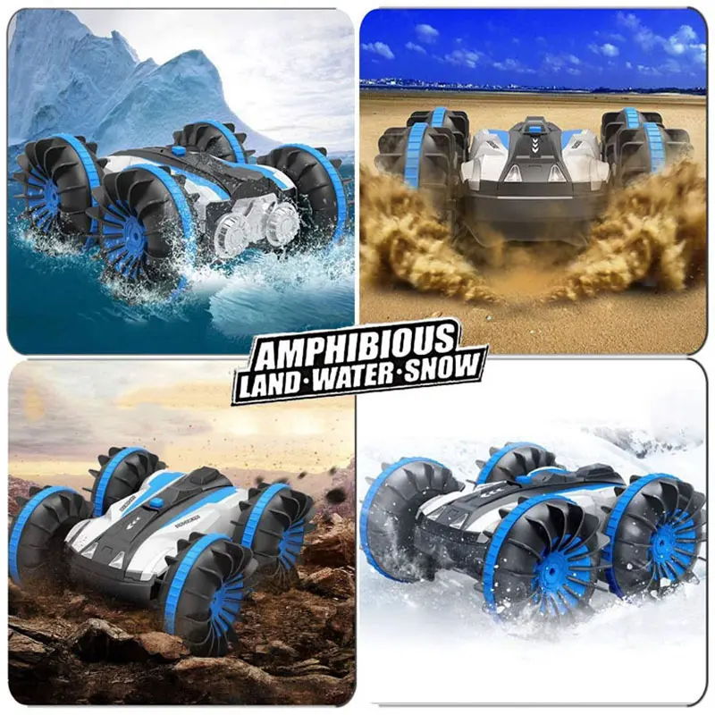 Amphibious Rc Car Remote Control Stunt Car 2 Sides Waterproof Driving On Water And Land 360 Rotate Electronic Vehicle Kids Gift