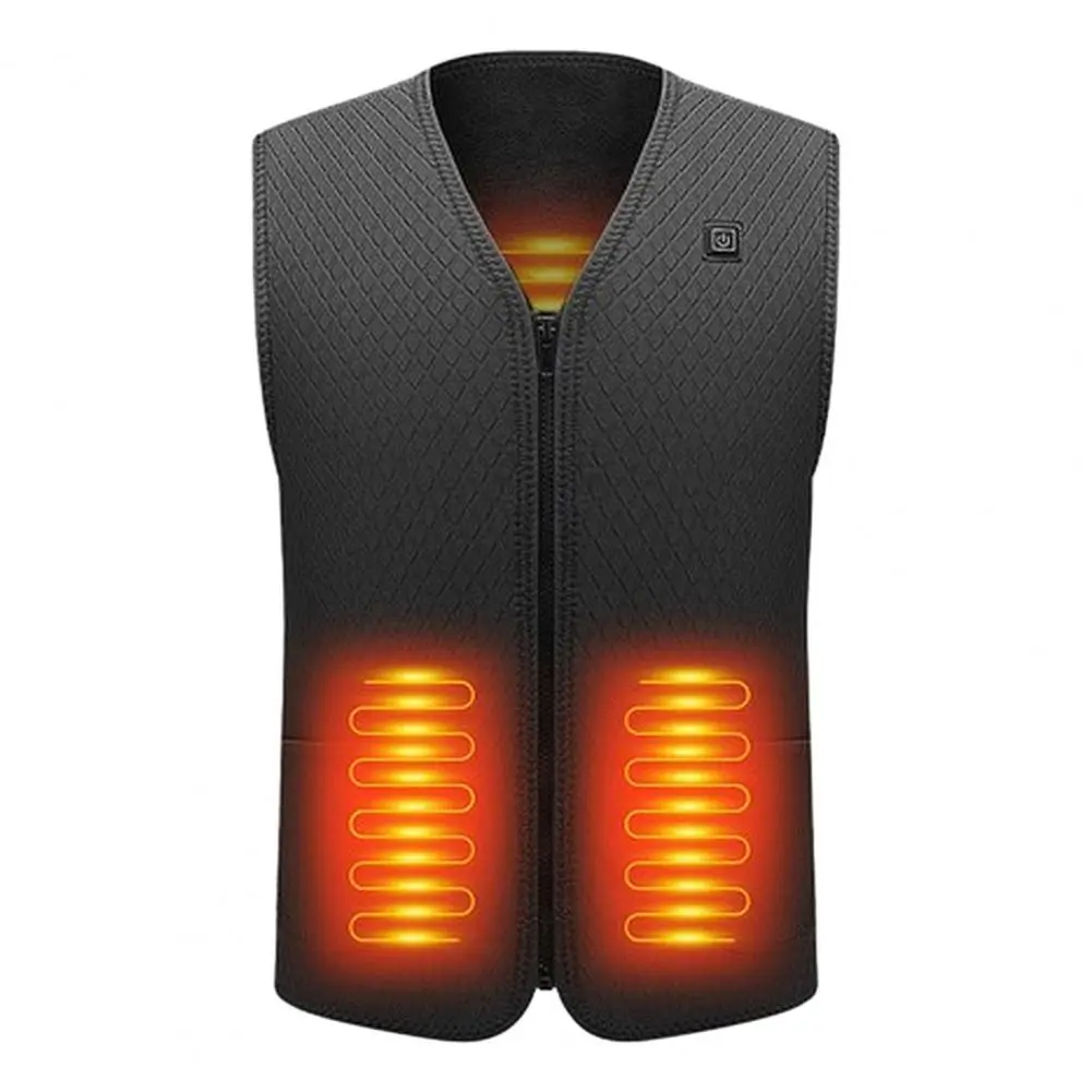 Safe Winter USB Self Heating Vest Coat Unsiex Sleeveless V Neck Heated Vest Zipper Closure Thick Padded Vest Waistcoat for Men