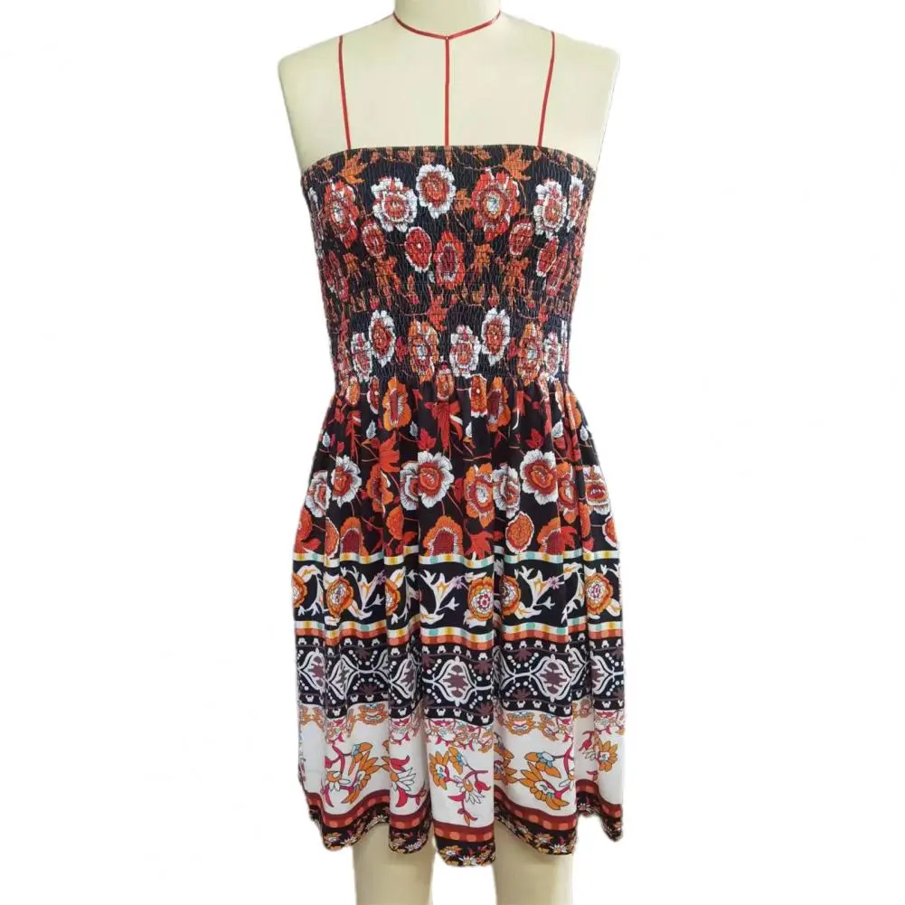 Women Resort Dress Off-shoulder Printed Dress Bohemian Floral Printed Off Shoulder Summer Dress for Women A-line Knee Length