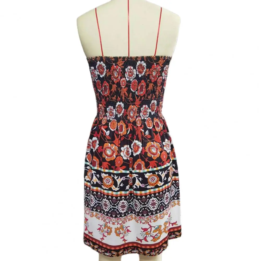 Women Resort Dress Off-shoulder Printed Dress Bohemian Floral Printed Off Shoulder Summer Dress for Women A-line Knee Length