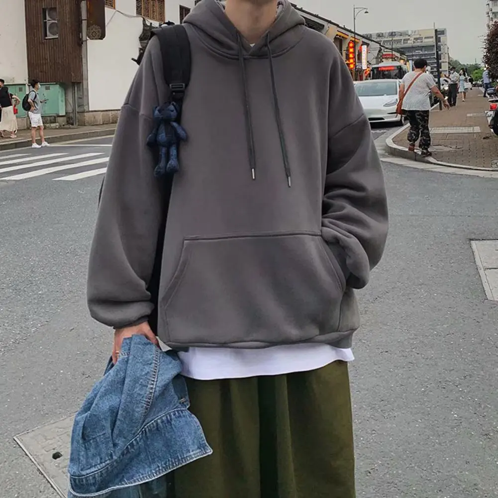 Stylish Women Men Hoodie Oversized Men Spring Hoodie Drawstring Warm Elastic Cuff Unisex Men Spring Hoodie