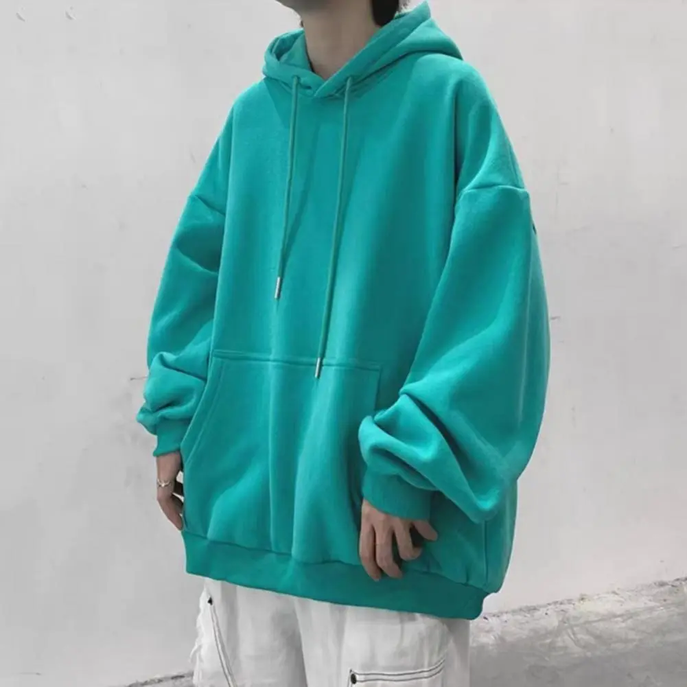 Stylish Women Men Hoodie Oversized Men Spring Hoodie Drawstring Warm Elastic Cuff Unisex Men Spring Hoodie