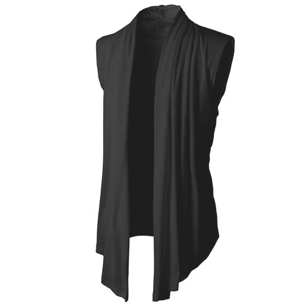 Trendy Cardigan Vest Temperament Men Jacket Relaxed Fit All Match Open Stitch Draping Trench Coat