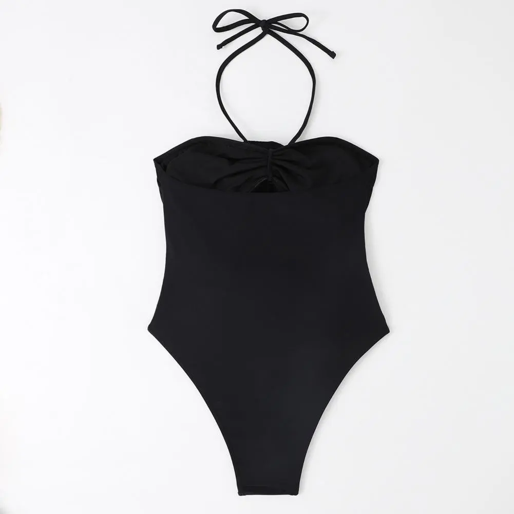 3d Flower Decor Monokini Sexy One-piece Swimsuit Stylish Women's One-piece Swimsuits with Tummy Control High Waisted Design
