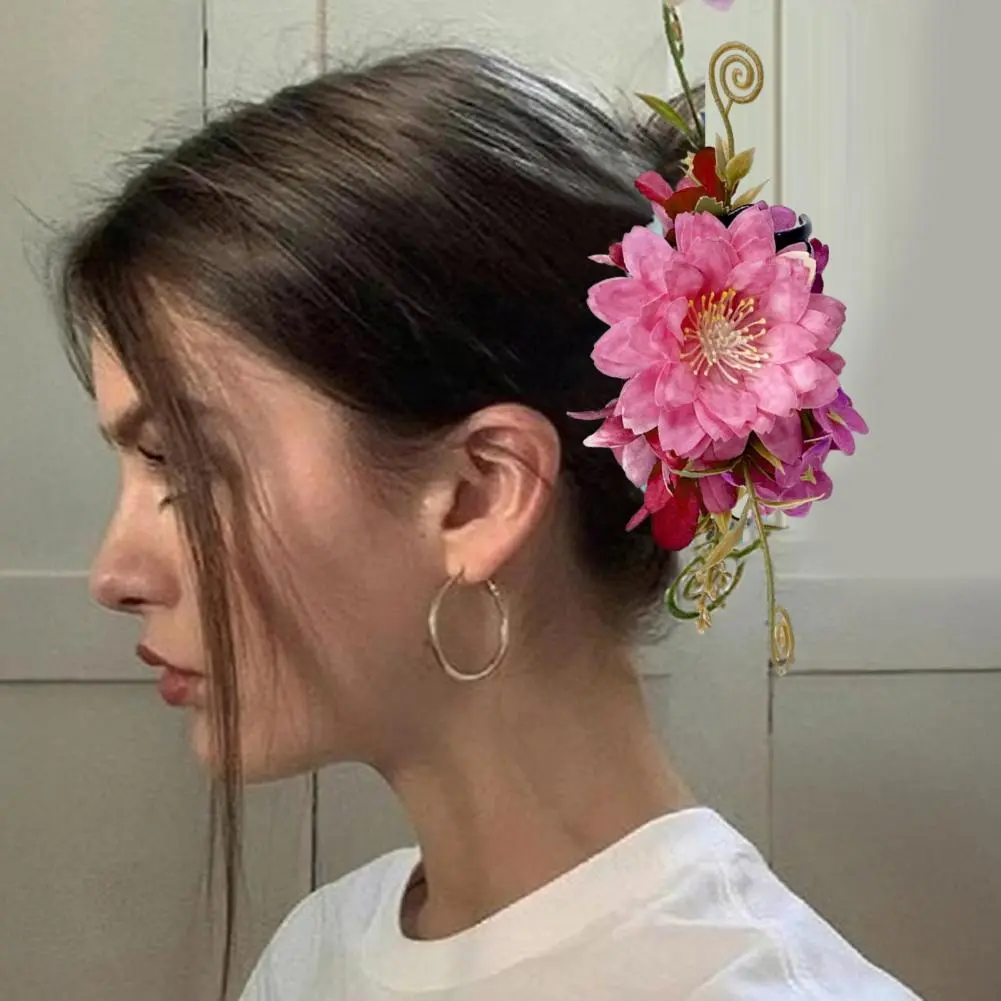 3d Flower Decor Hairpin Elegant Imitation Flower Hair Clip with 3d Floral Design Strong Grip Women's Hairpin Accessory Stylish