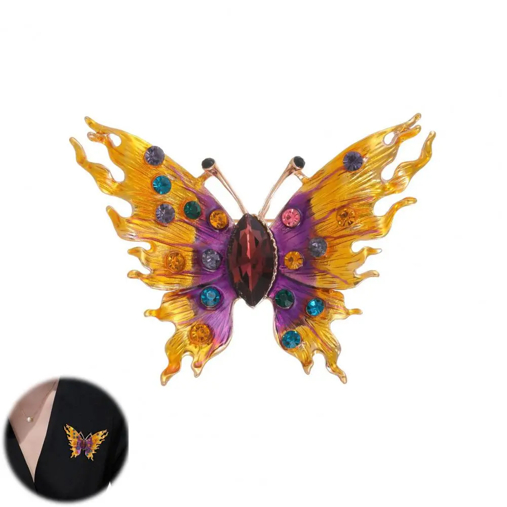 Exquisite Brooch Alloy Brooch Oil-dripping Rhinestone Butterfly Brooch Fashion Accessory for Sweaters Hats Bags