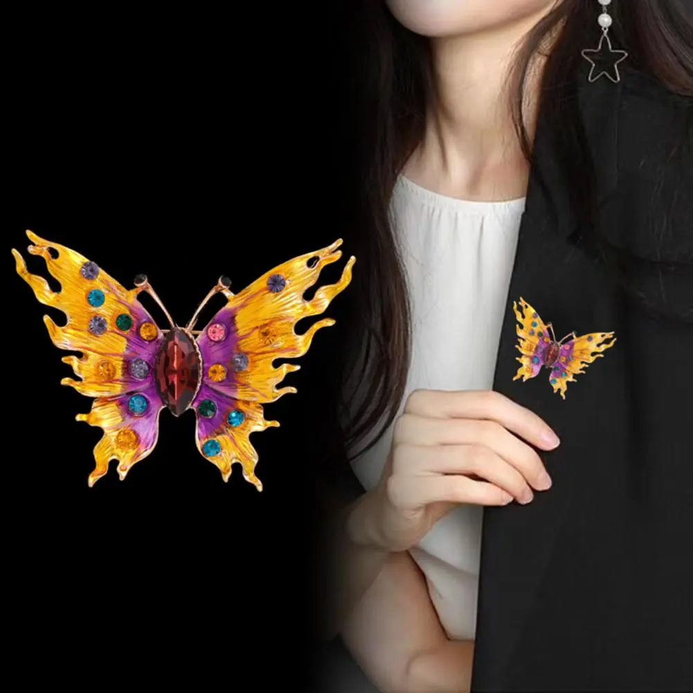 Exquisite Brooch Alloy Brooch Oil-dripping Rhinestone Butterfly Brooch Fashion Accessory for Sweaters Hats Bags