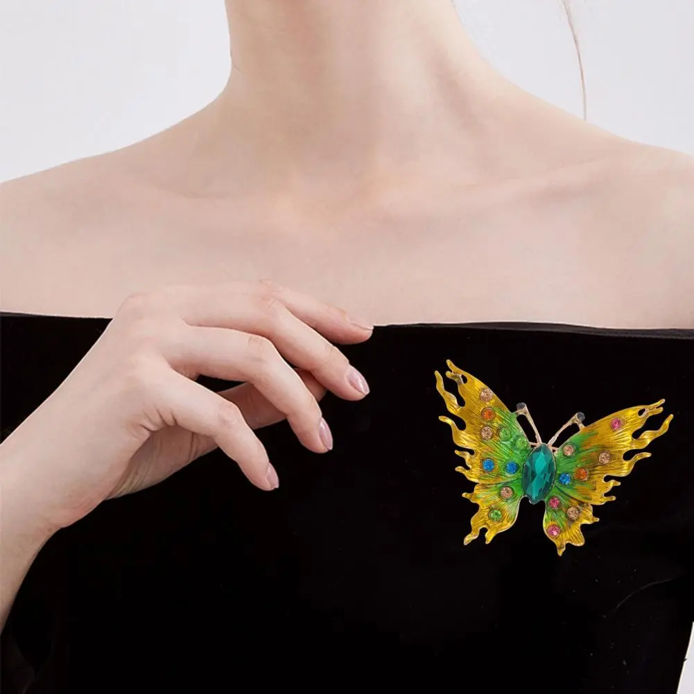 Exquisite Brooch Alloy Brooch Oil-dripping Rhinestone Butterfly Brooch Fashion Accessory for Sweaters Hats Bags