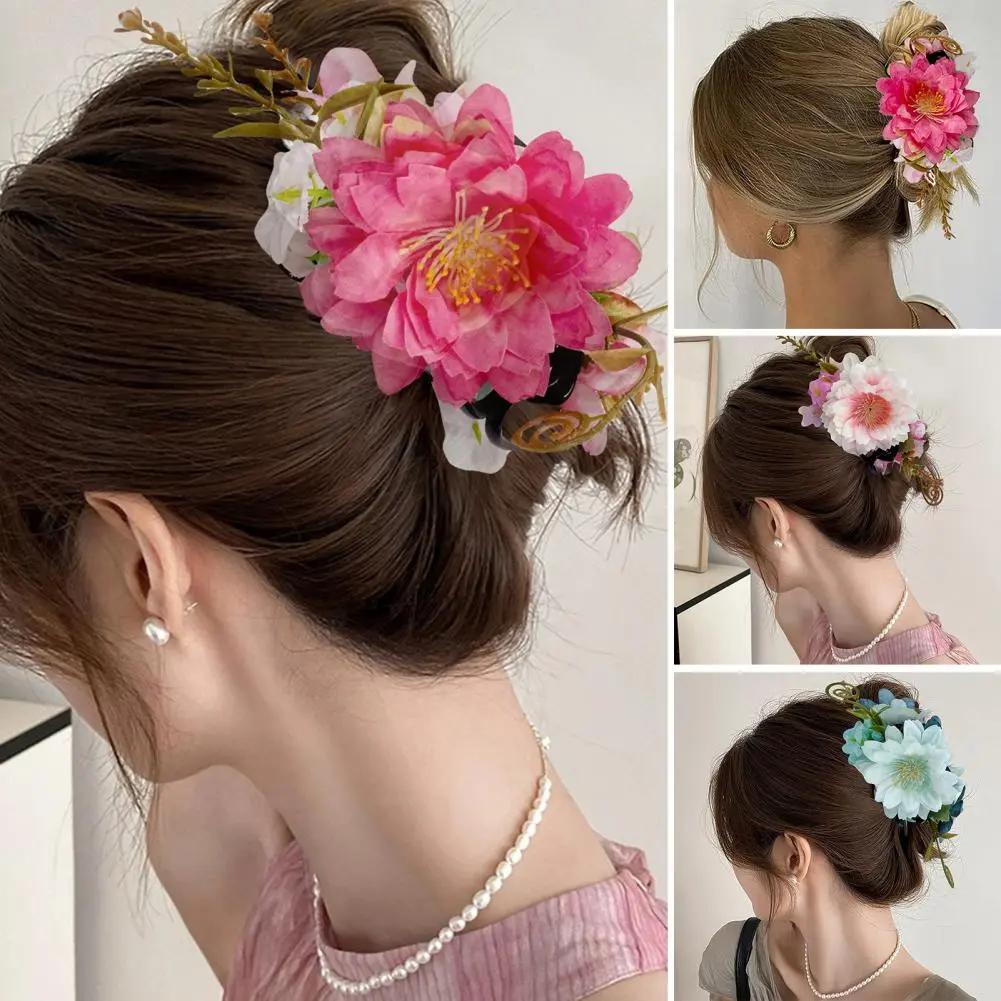 3d Flower Decor Hairpin Elegant Imitation Flower Hair Clip with 3d Floral Design Strong Grip Women's Hairpin Accessory Stylish