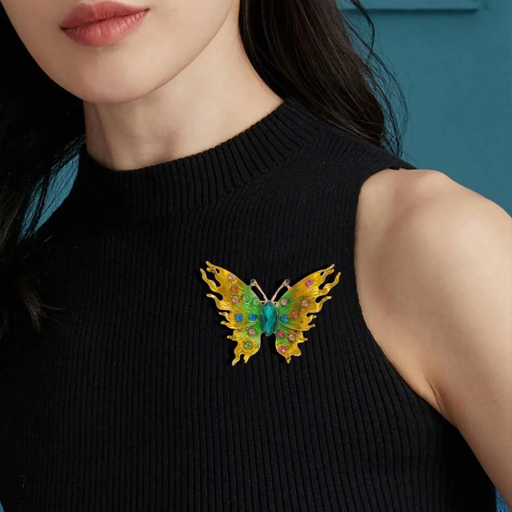 Exquisite Brooch Alloy Brooch Oil-dripping Rhinestone Butterfly Brooch Fashion Accessory for Sweaters Hats Bags