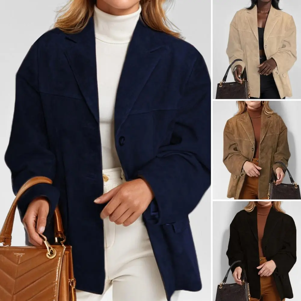 Women Workwear Suit Coat Women Suit Coat Elegant Lapel Suit Coat for Women Long Sleeve Business Outerwear Stylish for Urban