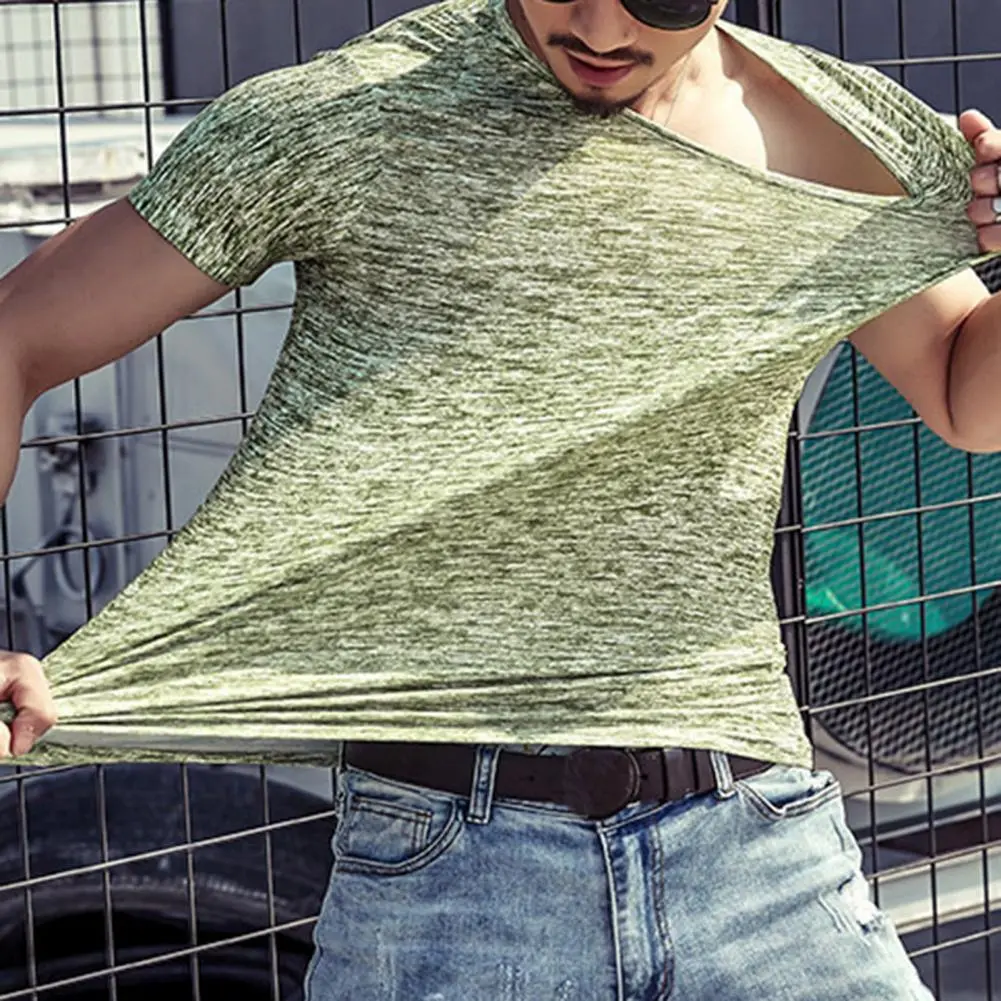 Casual Men T-shirt Regular Men Tops Eye-catching Easy Wear O-neck Slim Camouflage Men Tops