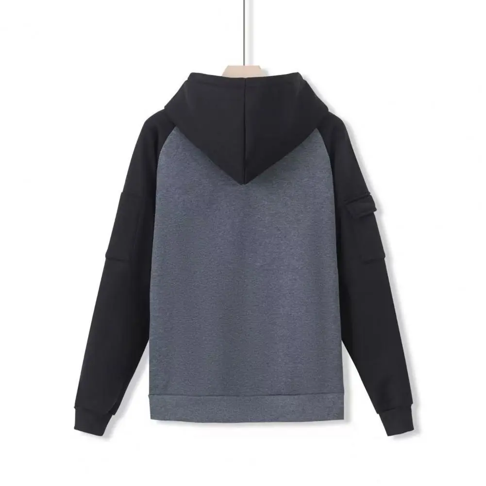 Soft Comfortable Hooded Coat Contrasting Colors Hoodie for Men Stylish Men's Hooded Jacket with for Autumn/winter for Warmth