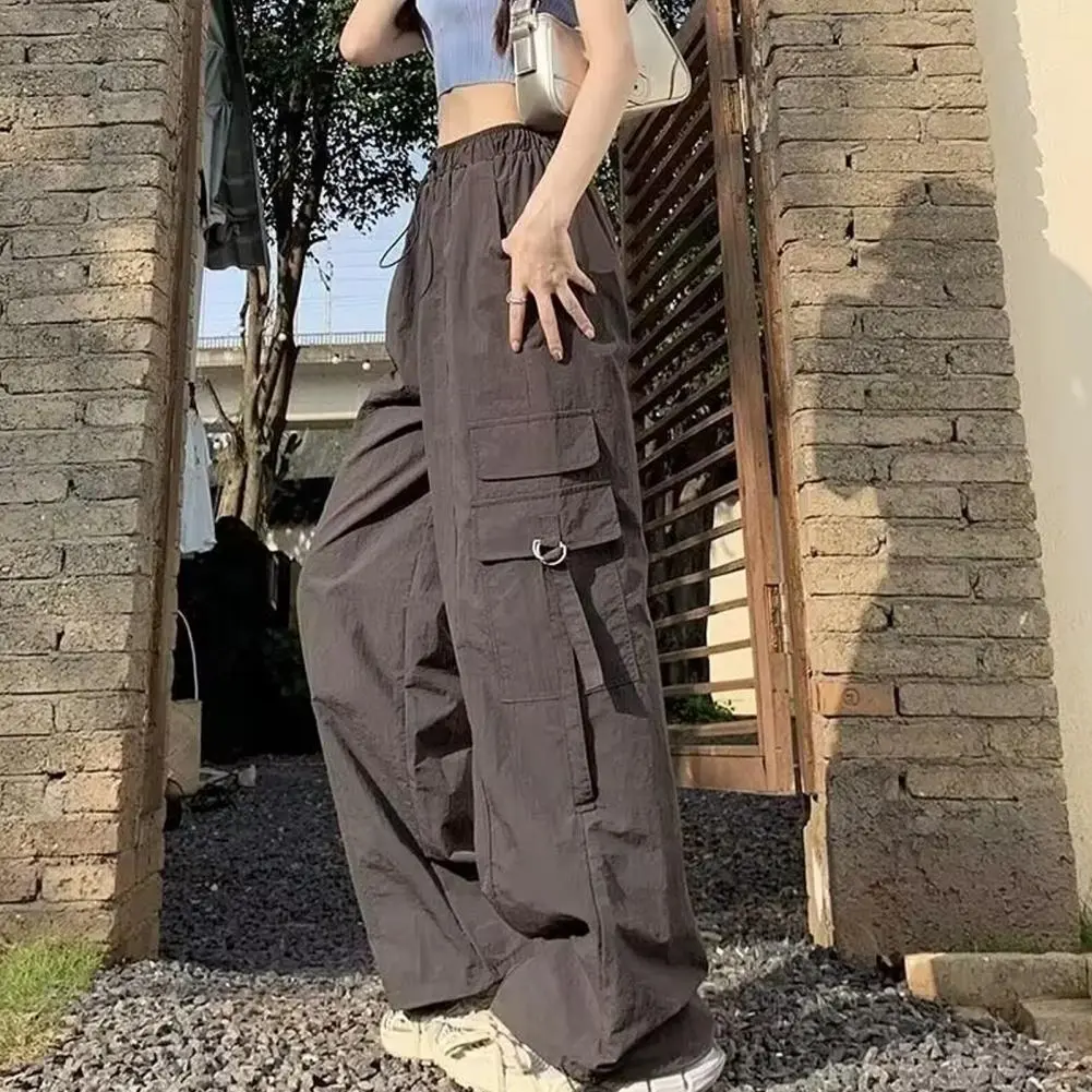 Women Pants Cargo Pants with Reinforced Pocket Seams High Waist Women's Cargo Pants with Adjustable Drawstring Wide for Sports