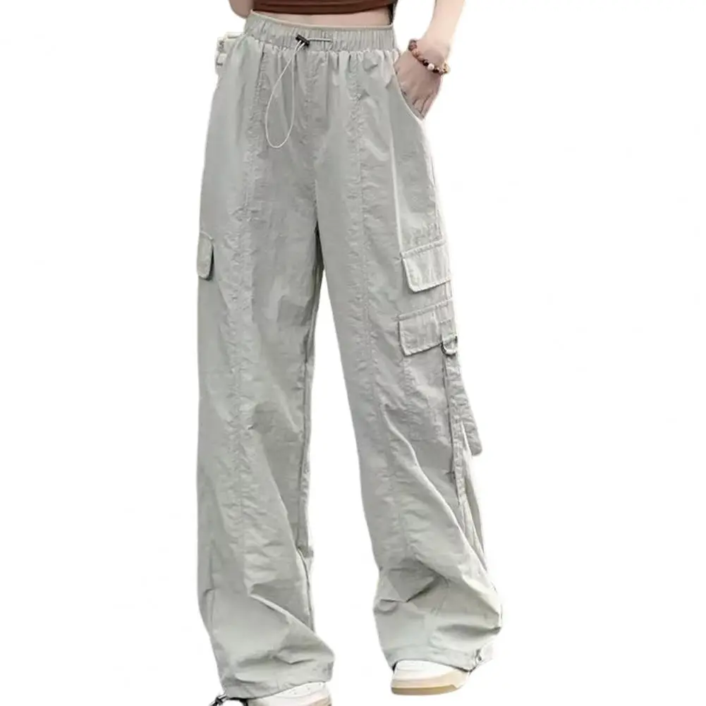 Women Pants Cargo Pants with Reinforced Pocket Seams High Waist Women's Cargo Pants with Adjustable Drawstring Wide for Sports