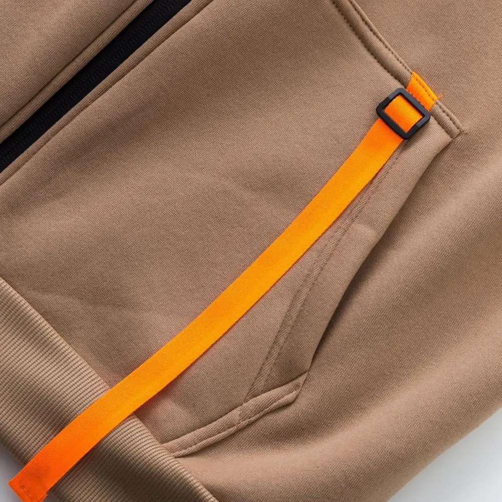 Soft Comfortable Hooded Coat Contrasting Colors Hoodie for Men Stylish Men's Hooded Jacket with for Autumn/winter for Warmth