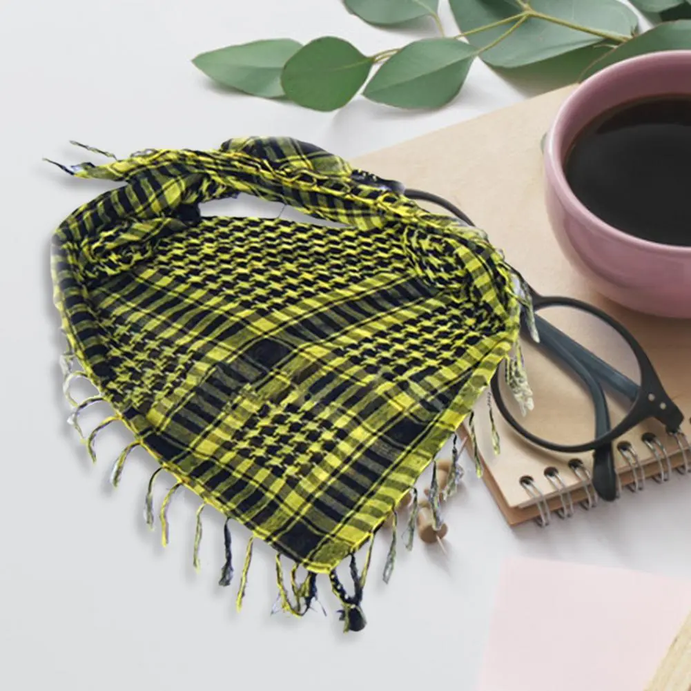 Unisex Scarf Cotton Shawl with Tassels Plaid Pattern Keffiyeh Scarf Fashion Wrap Pashmina Shemagh for Winter Work Street Wear