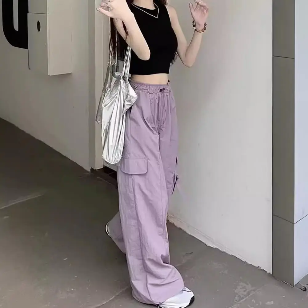 Women Pants Cargo Pants with Reinforced Pocket Seams High Waist Women's Cargo Pants with Adjustable Drawstring Wide for Sports